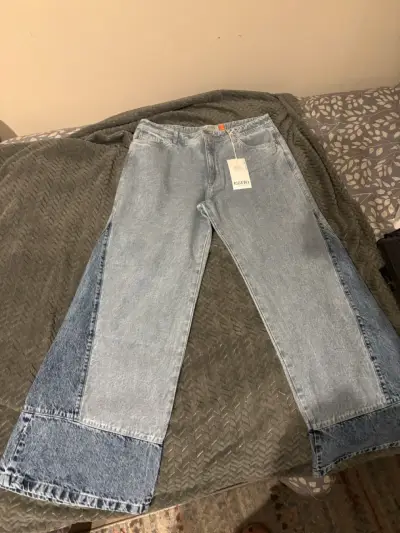 Jeans de mezclilla bicolor para mujer KATTO - miniatura 1