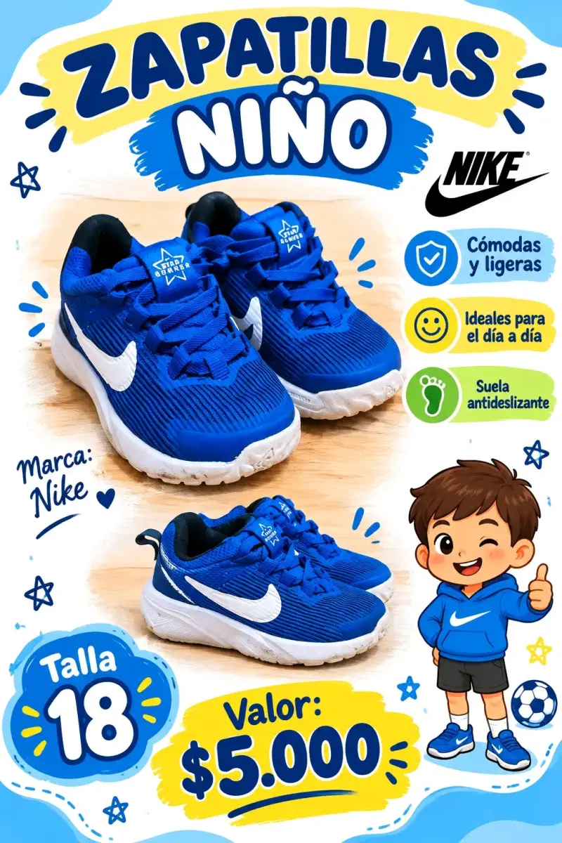 Zapatillas Nike para niño talla 18 azul