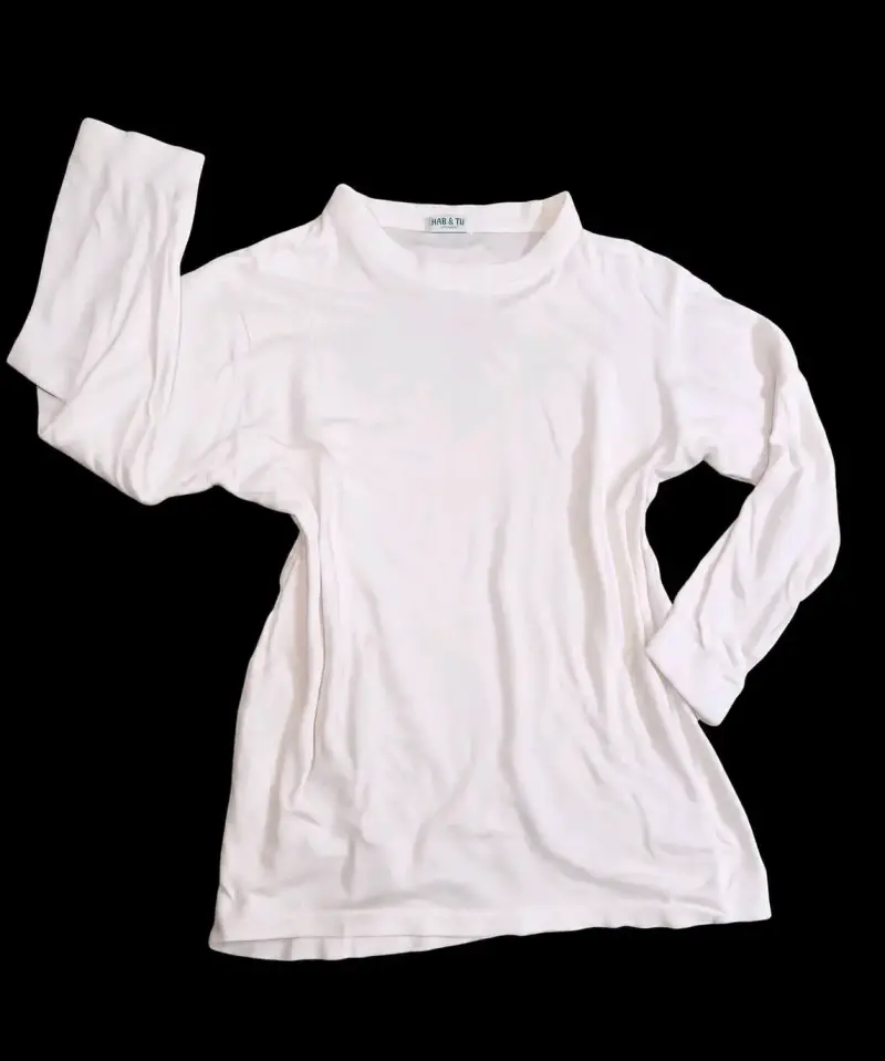 Polera blanca de manga larga para mujer