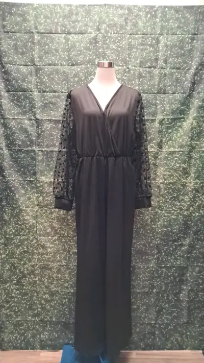 Jumpsuit negro con mangas talla 1xl de encaje - miniatura 1