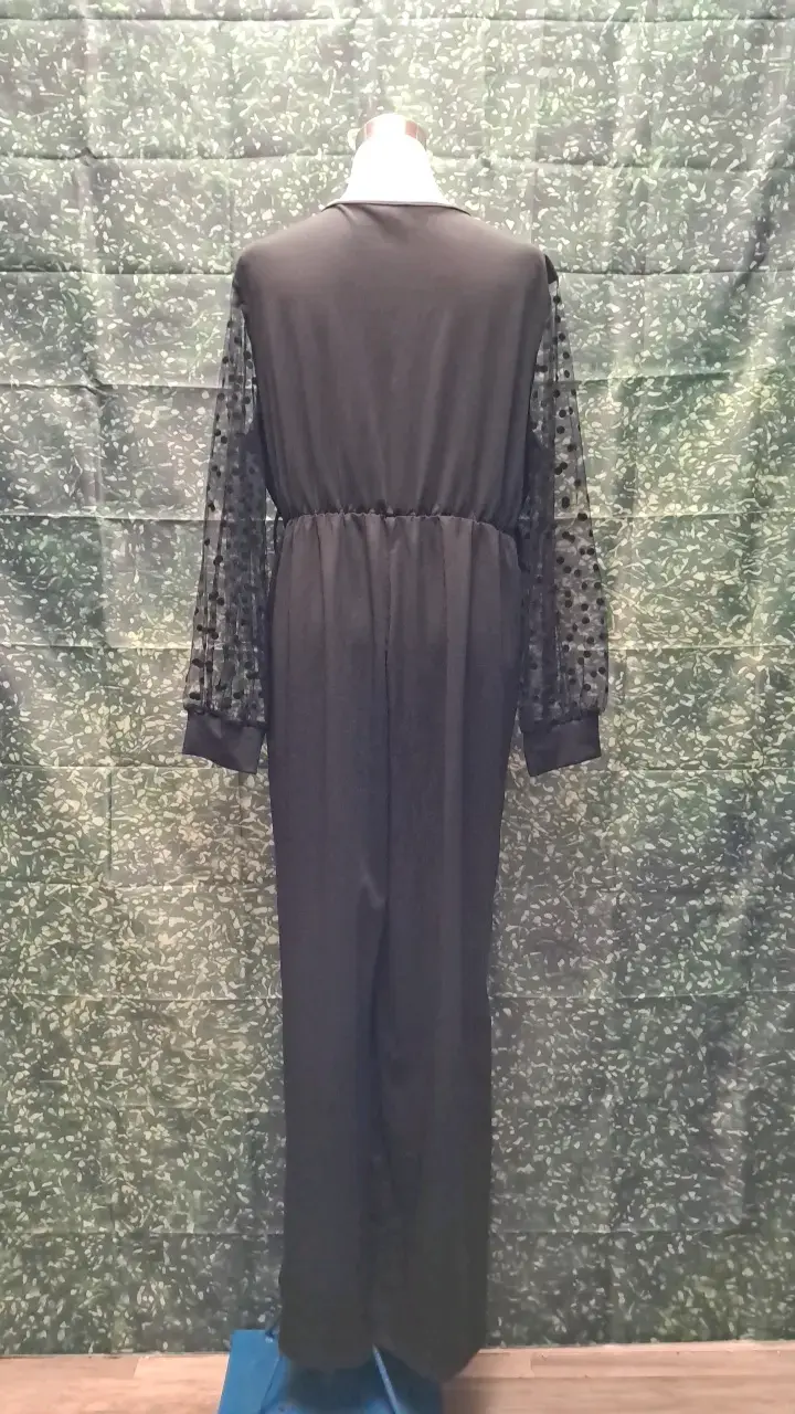 Jumpsuit negro con mangas talla 1xl de encaje - 3