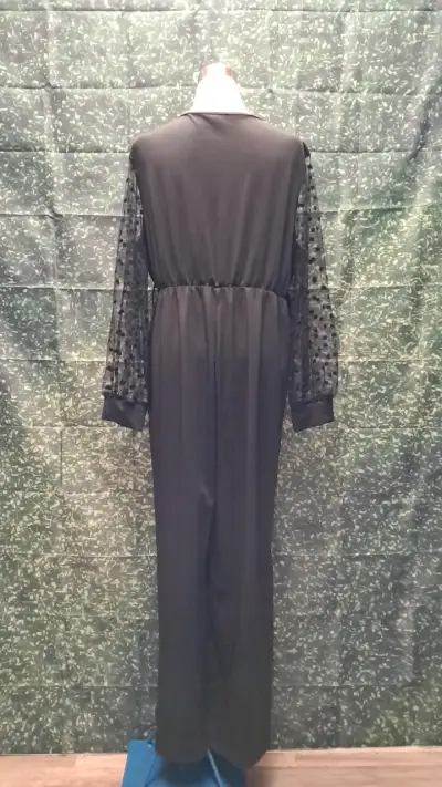 Jumpsuit negro con mangas talla 1xl de encaje - miniatura 3