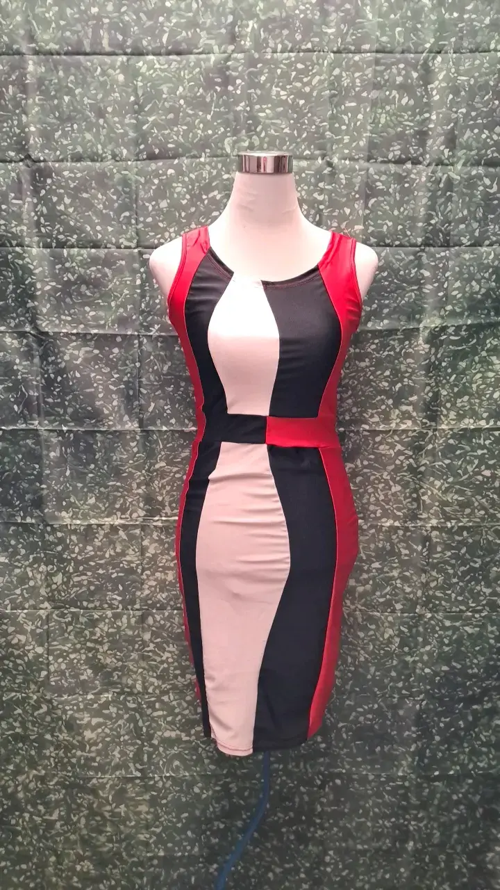 Vestido ajustado tricolor para mujer - 1
