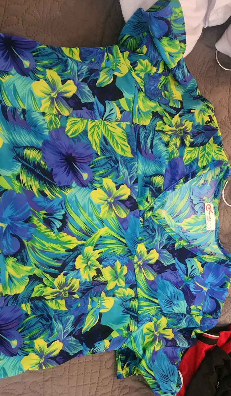 Blusa estampada floral colorida talla L - 2