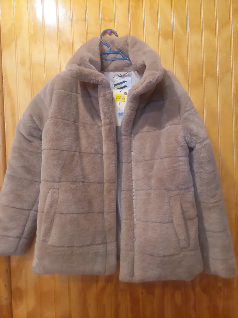 Chaqueta de abrigo beige para mujer