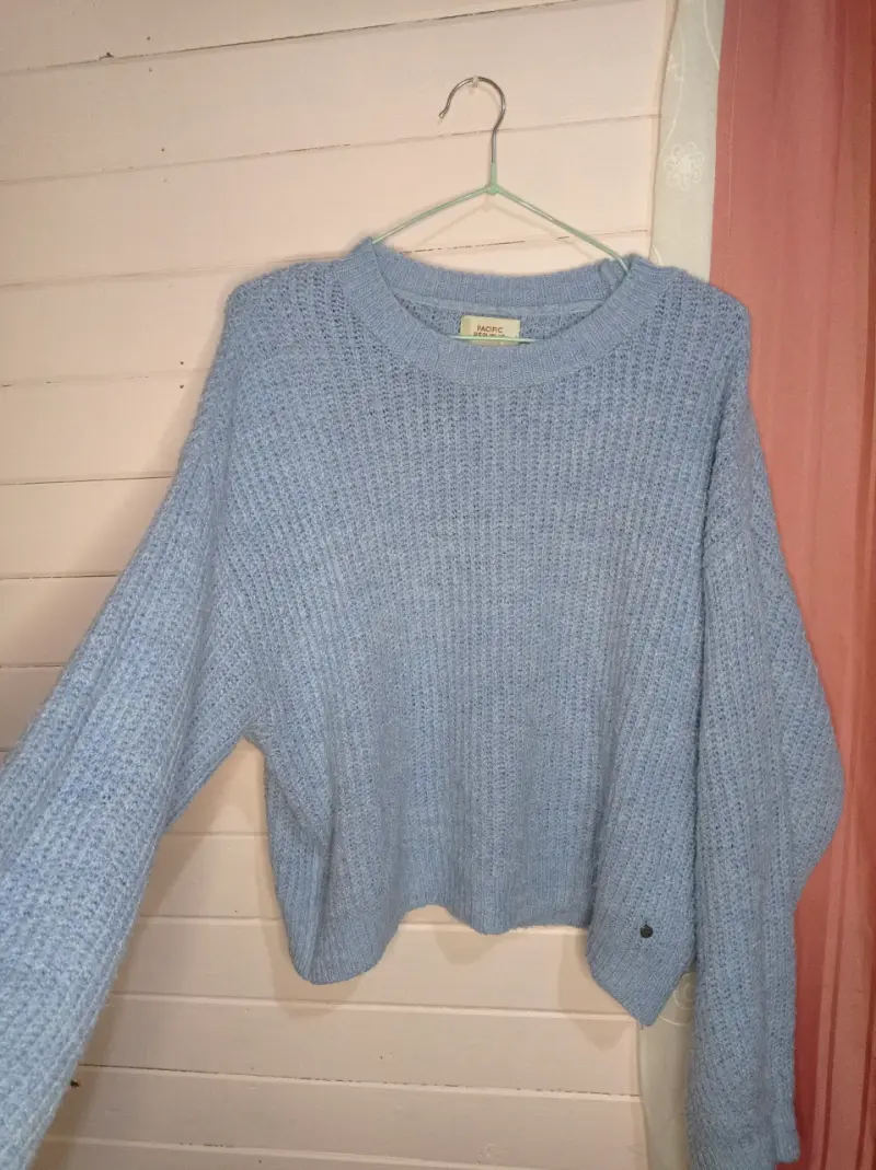 Suéter de punto azul claro para mujer - 1