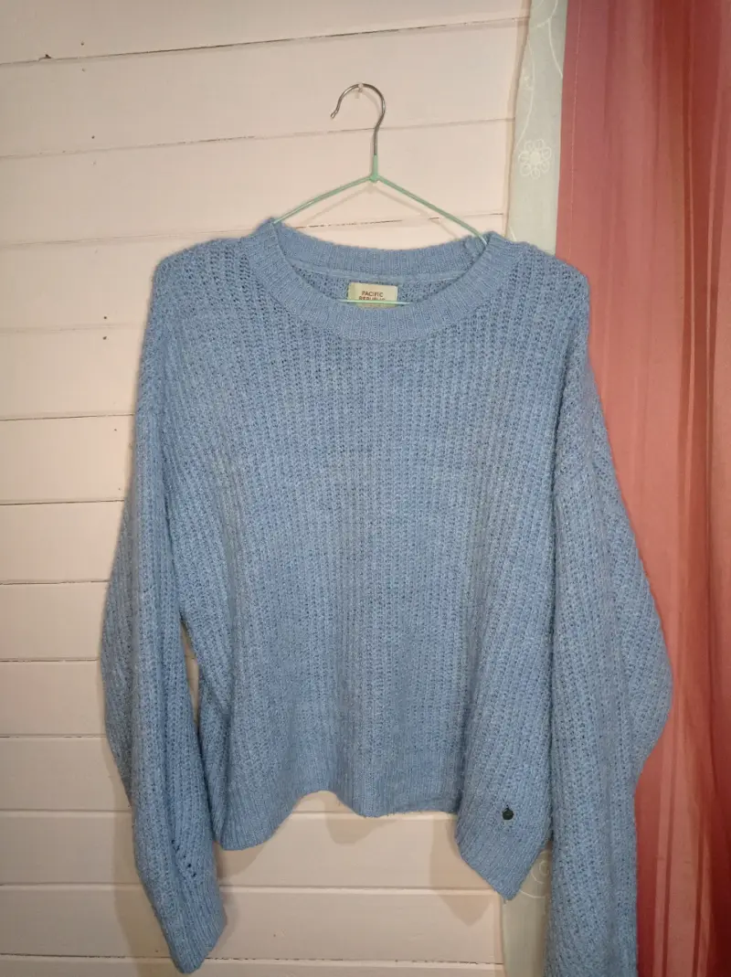 Suéter de punto azul claro para mujer - 2