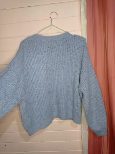 Suéter de punto azul claro para mujer - miniatura 3