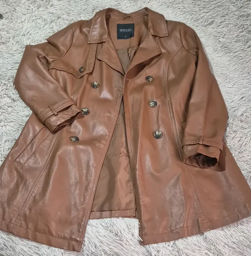 Abrigo de e cuero marrón para mujer Wados, talla L - 1