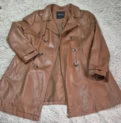 Abrigo de e cuero marrón para mujer Wados, talla L - miniatura 1