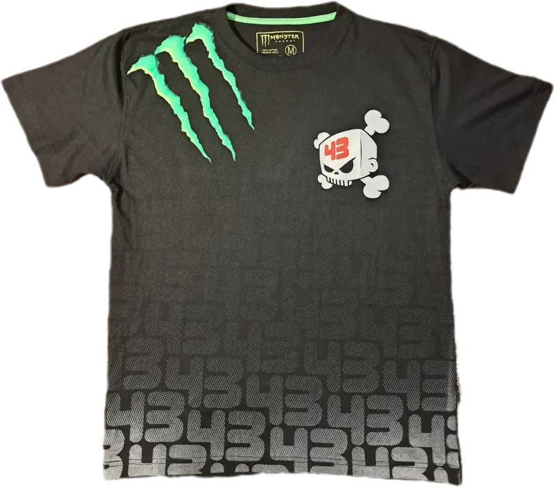 Polera negra Monster Energy con diseño 43