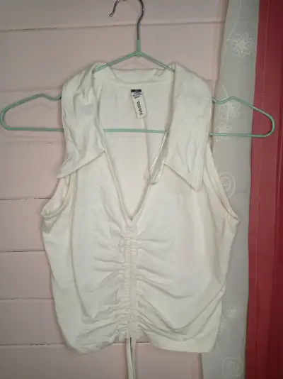 Blusa sin mangas blanca Sybilla de algodón - miniatura 1