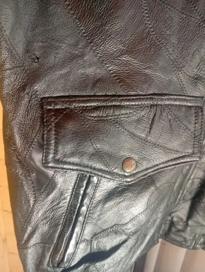 Chaqueta bomber de cuero genuino negra - miniatura 4
