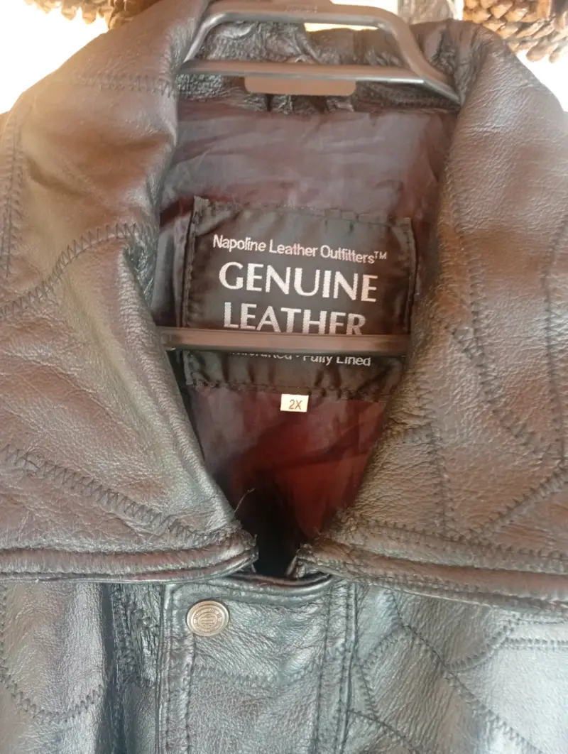 Chaqueta bomber de cuero genuino negra - 6
