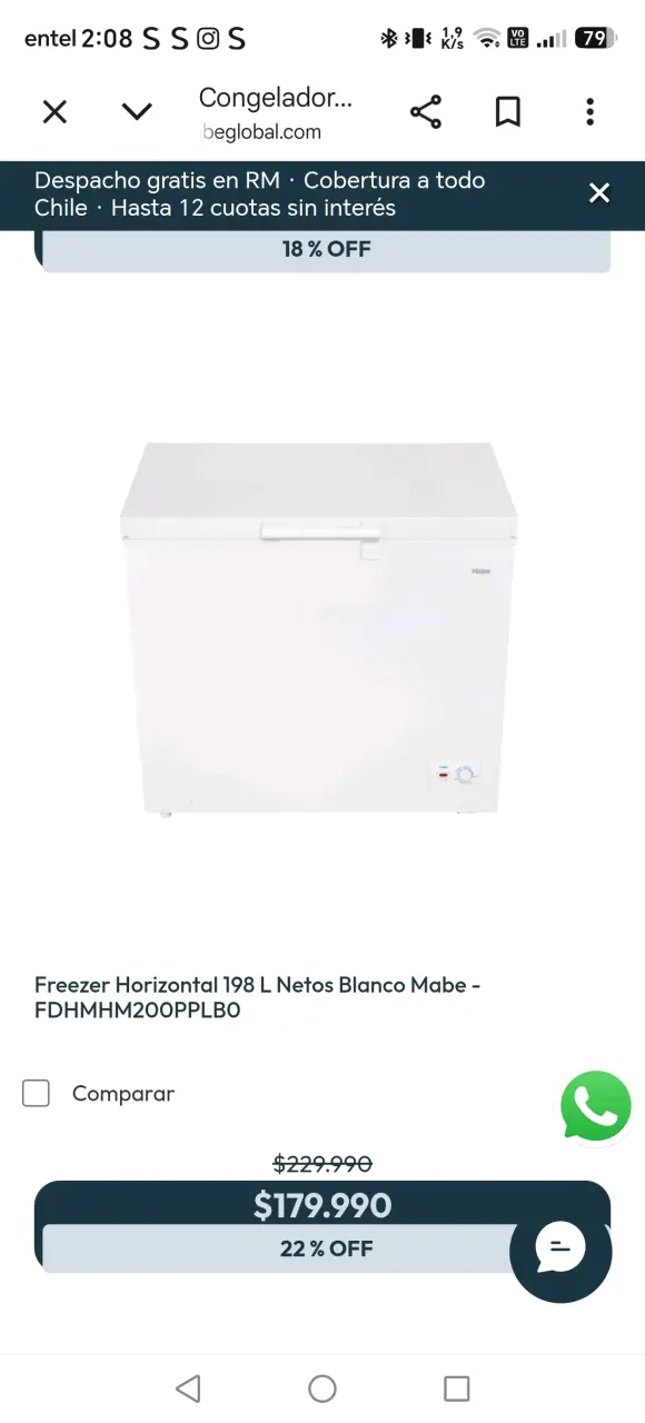 Congelador horizontal Mabe198 litros, como nuevo! - 2