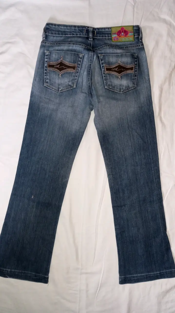 Jeans de mezclilla azul con bordado - 2