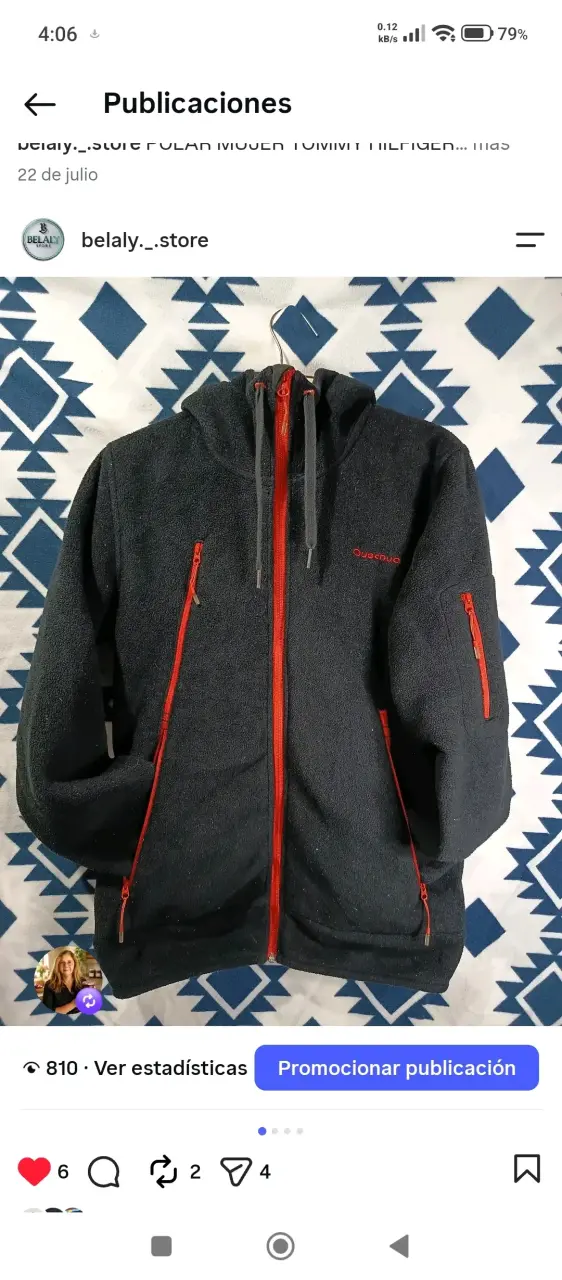 Polar con capucha Quechua negro y rojo - 1