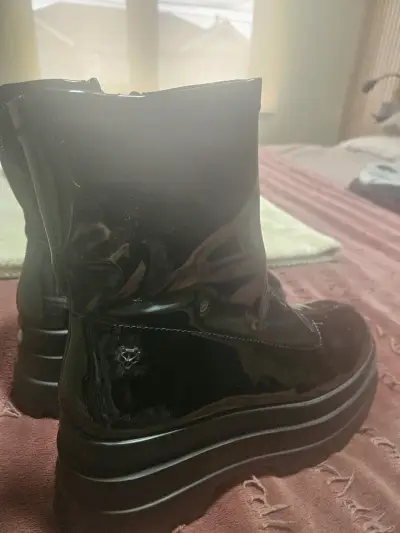 Botines de charol negro con plataforma - miniatura 2