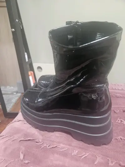 Botines de charol negro con plataforma - miniatura 3