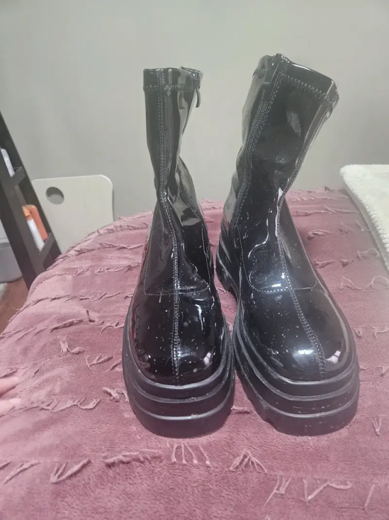 Botines de charol negro con plataforma - 4