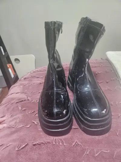 Botines de charol negro con plataforma - miniatura 4
