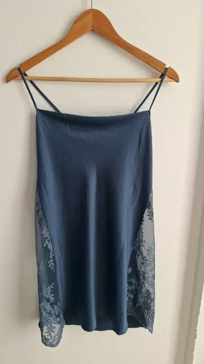Babydoll azul con encaje ChicFrance - miniatura 1