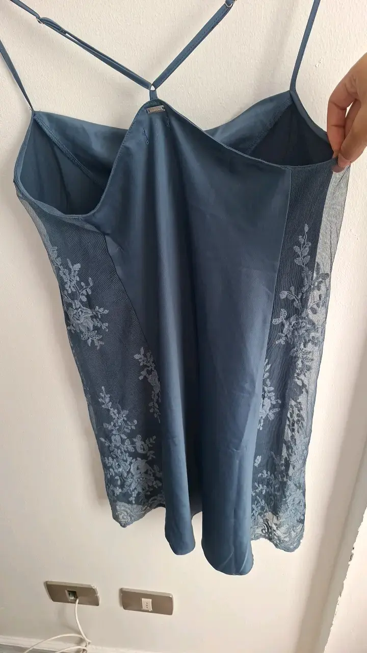 Babydoll azul con encaje ChicFrance - 4