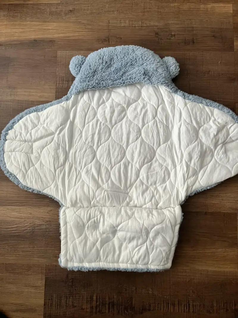 Saco de dormir para bebé celeste con gorro - 3