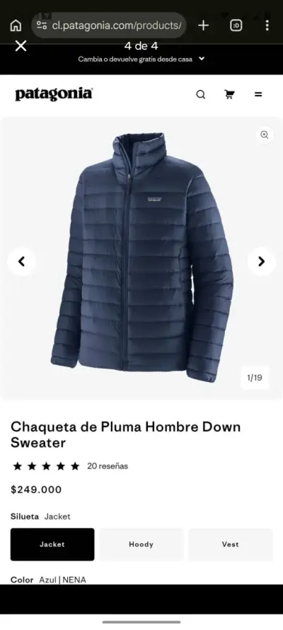 Chaqueta de pluma Patagonia negra para hombre - miniatura 4