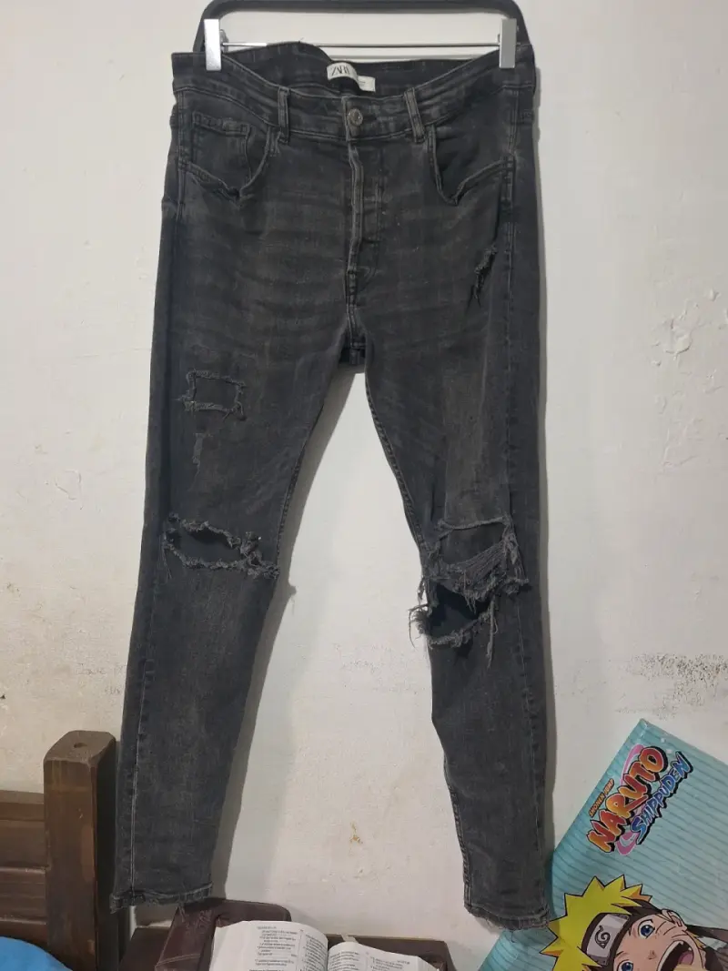 Chaqueta de mezclilla negra para hombre - 2