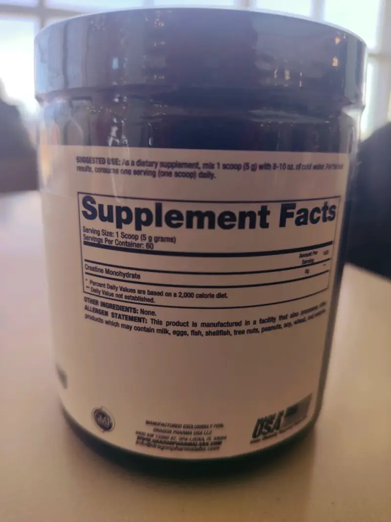 Creatina Monohidratada Dragon Pharma 300g - 3