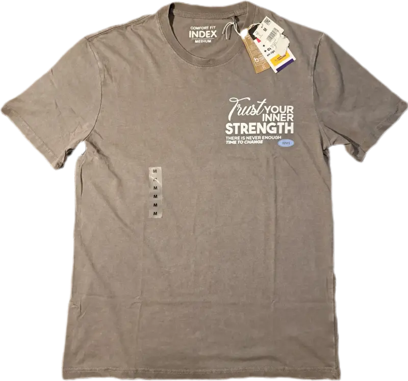 Polera gris con estampado 'Trust Your Inner Strength' talla M