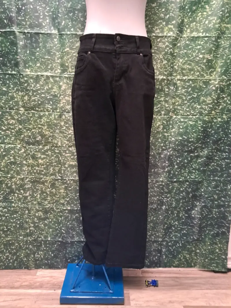 Pantalones de mezclilla negros para mujer - 1