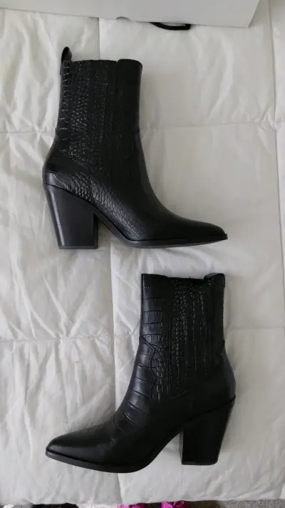 Botines de cuero negro Aldo con tacón - miniatura 3