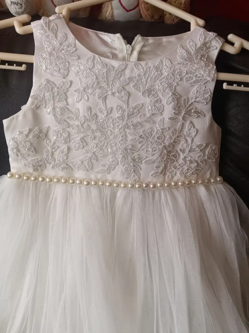 Vestido de comunión y Damitacon encaje y perlas - 2