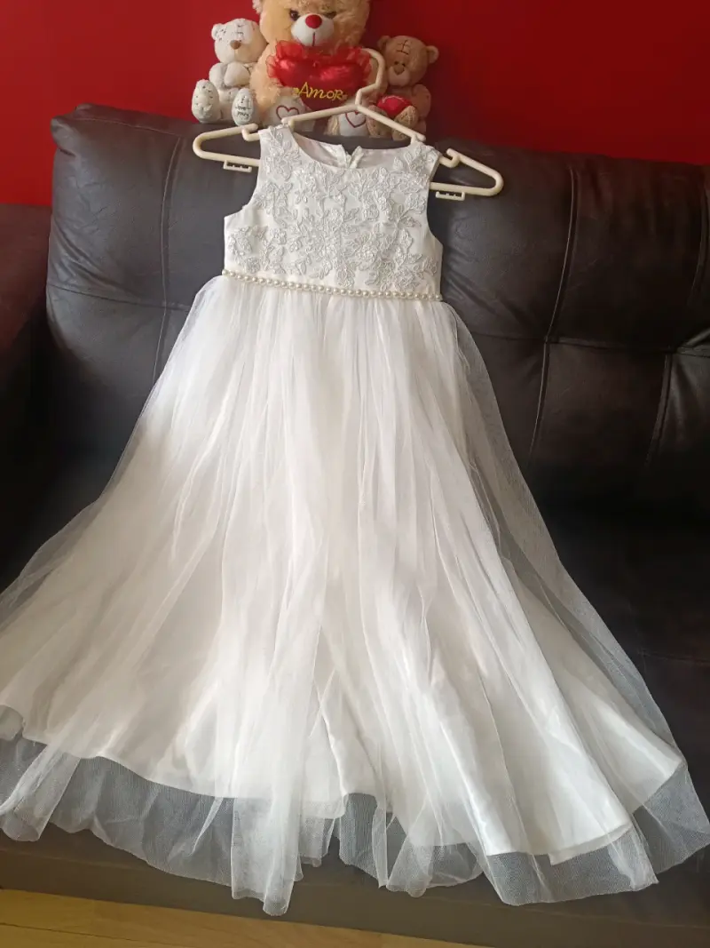 Vestido de comunión y Damitacon encaje y perlas - 4