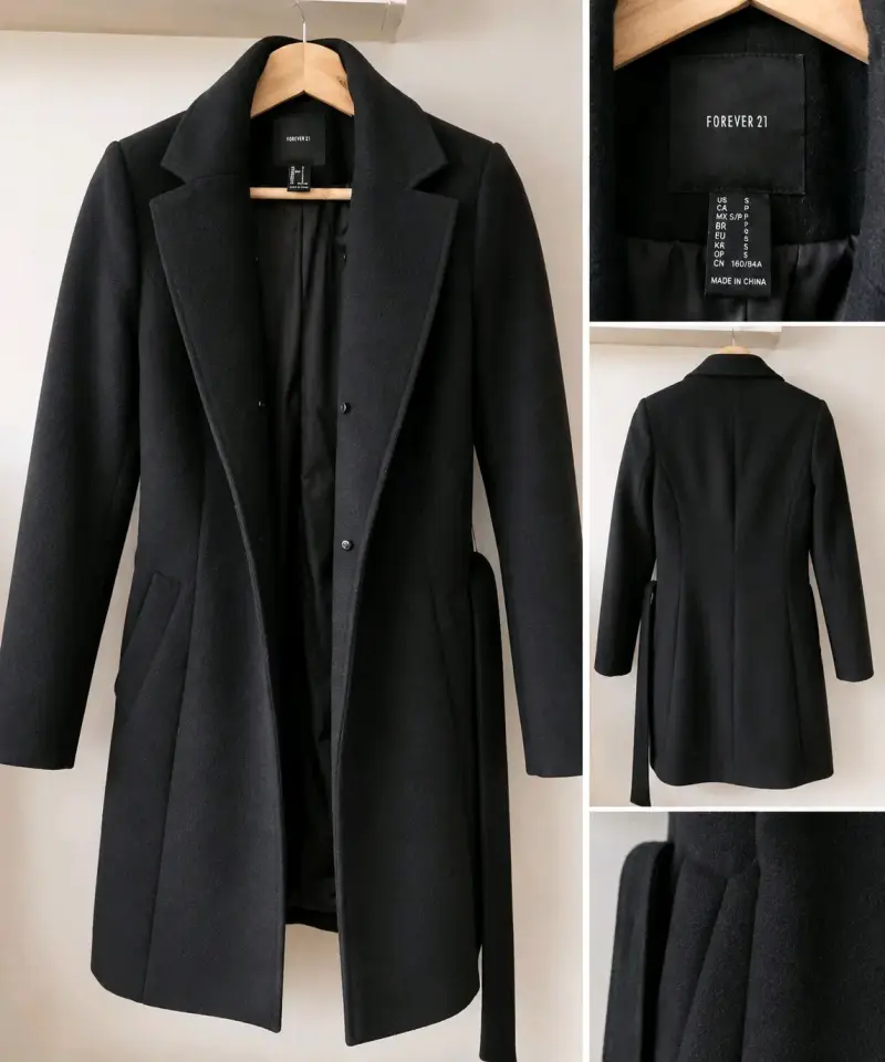 Abrigo negro Forever 21 talla S – Elegante