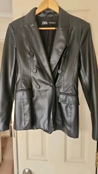 Blazer de cuero sintético negro Zara - miniatura 1