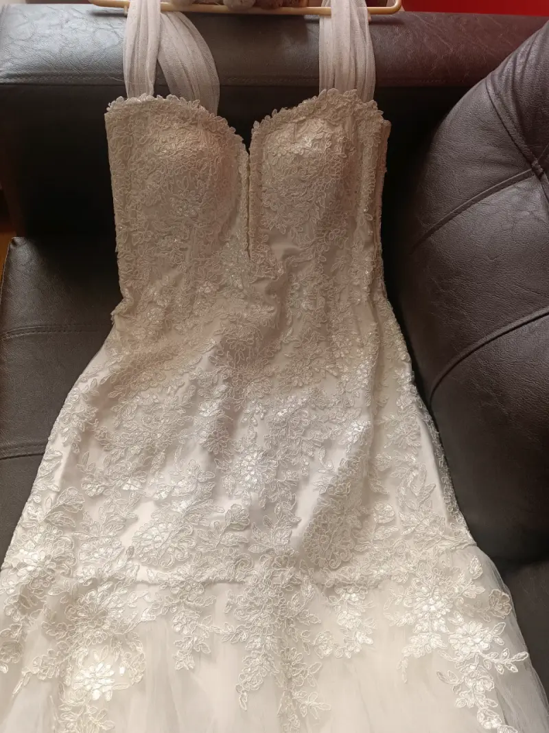 Vestido de novia encaje tul blanco modelo Princesa - 2