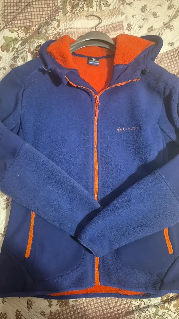 Chaqueta polar Columbia azul con interior naranja - 1
