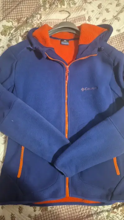 Chaqueta polar Columbia azul con interior naranja - miniatura 1