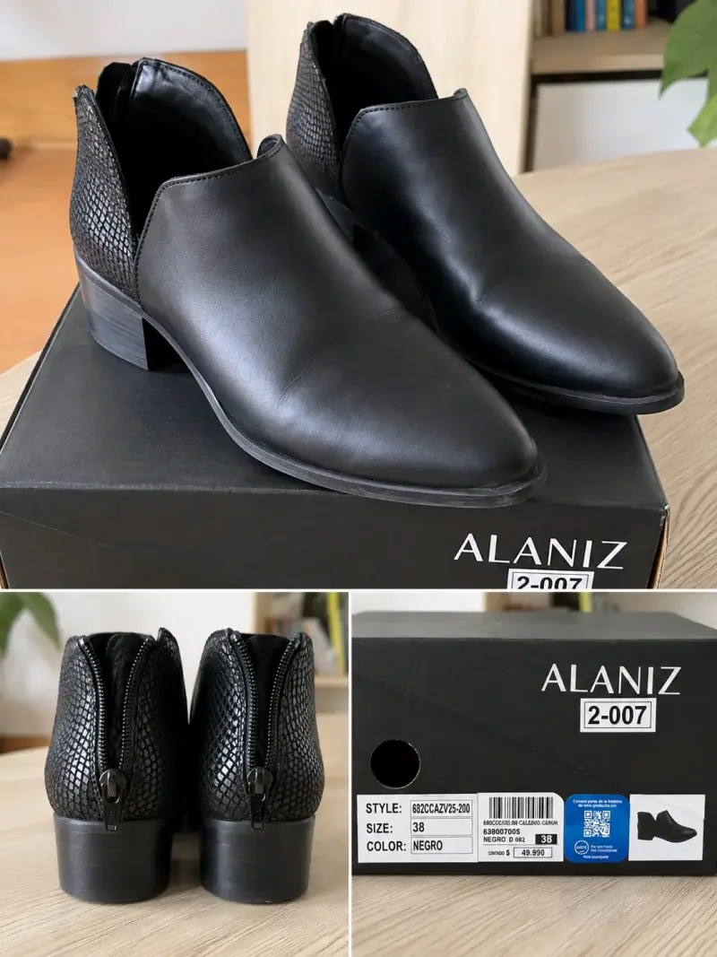 Botines de cuero negro Alaniz con textura