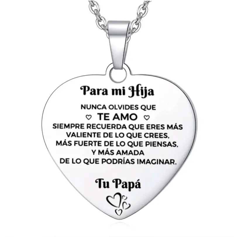 Collar Corazón Grabado Para Mi Hija - 1