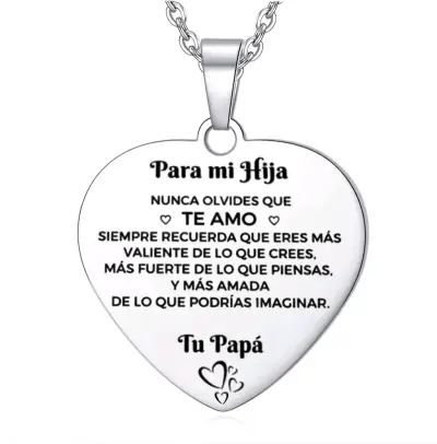Collar Corazón Grabado Para Mi Hija - miniatura 1