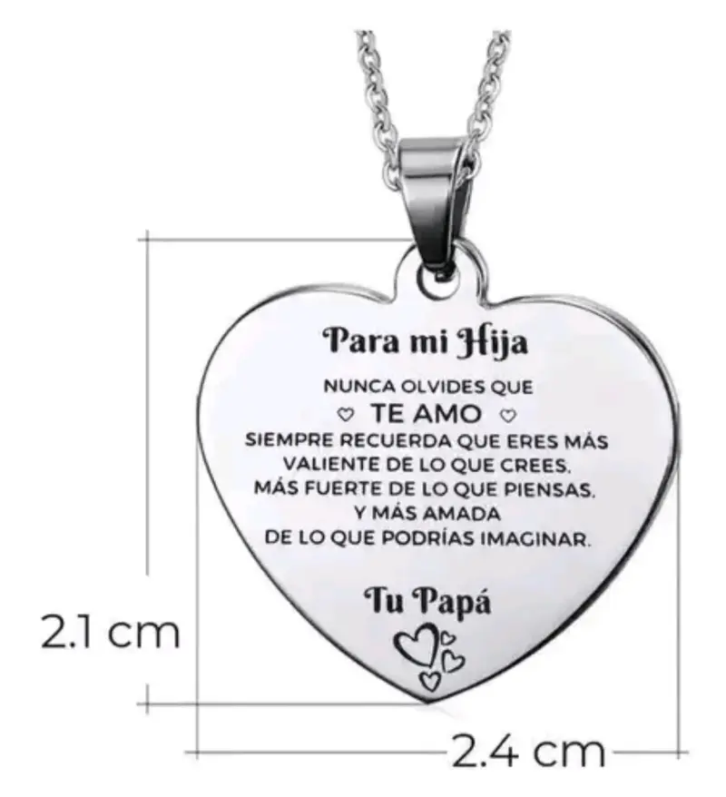 Collar Corazón Grabado Para Mi Hija - 3