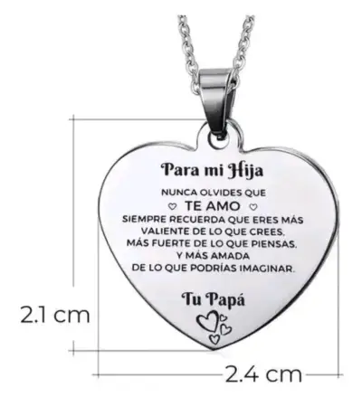 Collar Corazón Grabado Para Mi Hija - miniatura 3