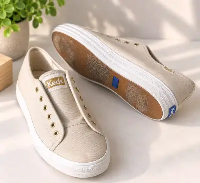 Zapatillas beige sin cordones Keds casuales - miniatura 4