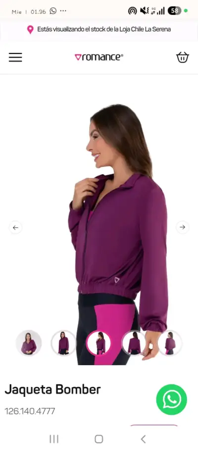 Chaqueta Bomber Mujer Romance Morada - miniatura 1