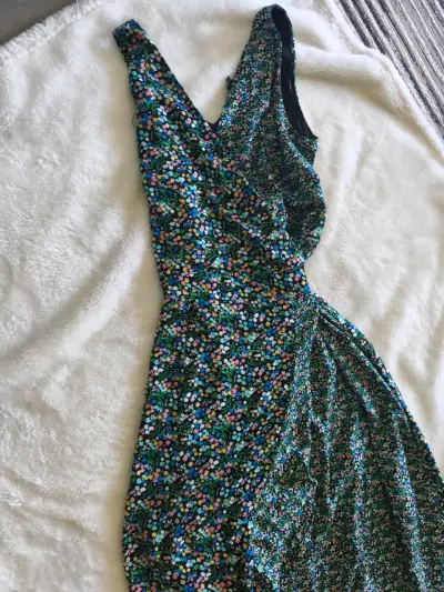 Vestido largo floral multicolor para mujer - miniatura 1