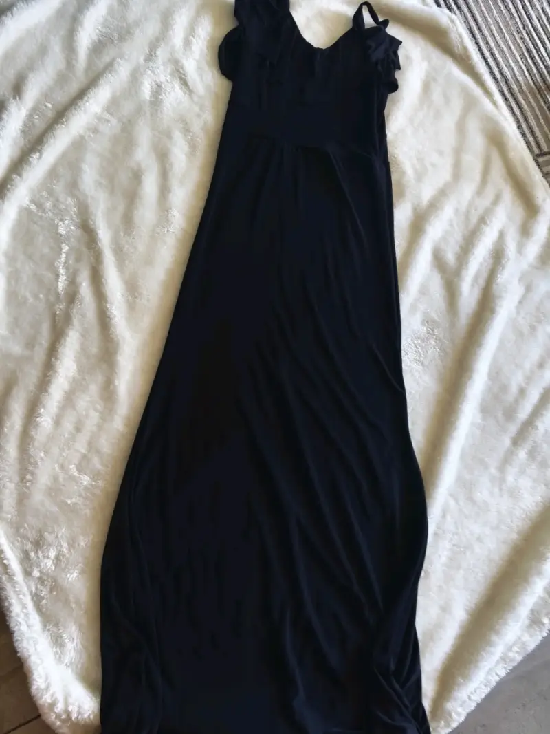 Vestido largo azul oscuro elegante - 3